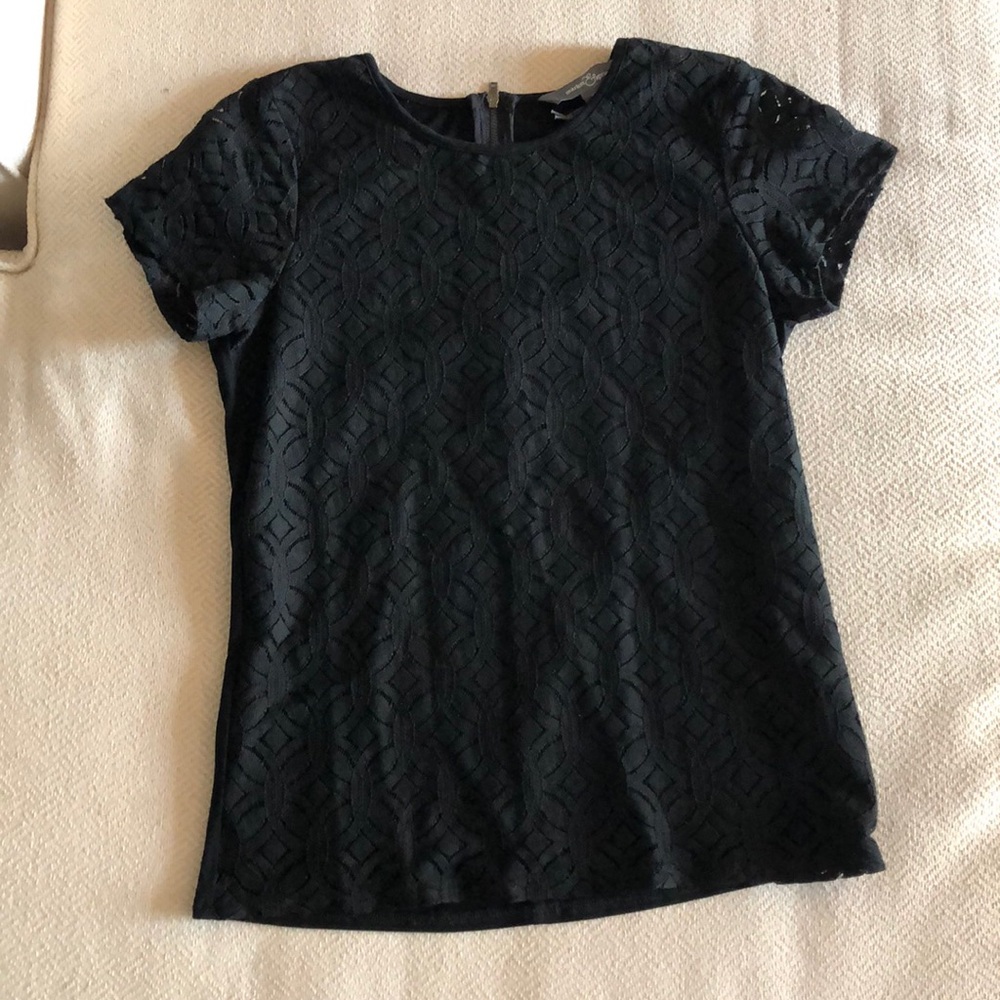 Black lace panel shirt